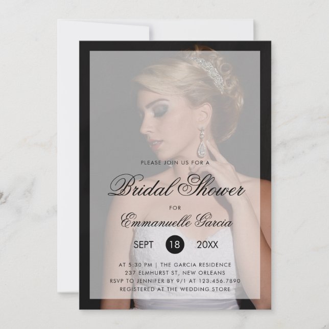 Photo Elegant Script Modern Bridal Shower Invitation (Front)