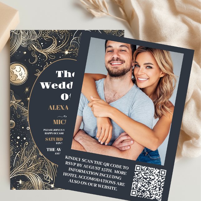 Photo Elegant Silver Gold Celestial Wedding Invitation (Creator Uploaded)