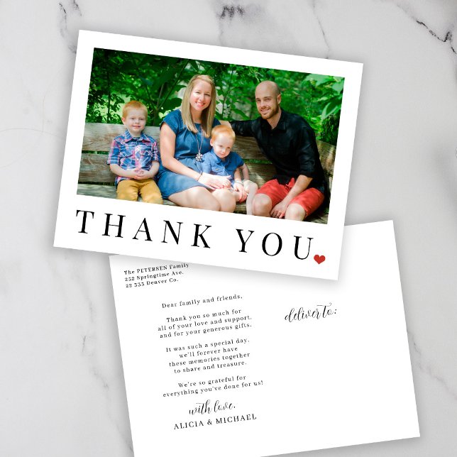 Photo elegant simple black and white thank you  postcard (Creator Uploaded)