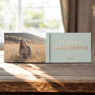 Photo Elegant Simple Bridal Shower Green Guest Book