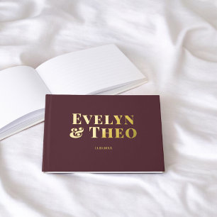 Photo Elegant Simple Burgundy Wedding Guest Book