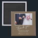 Photo Elegant Thank you Wedding Magnet<br><div class="desc">A favour wedding magnet with personalizable wedding photo,  names and wedding date. An elegant and stylish thank you magnet - great as a gift for your guests.</div>