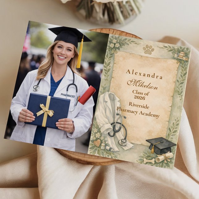 Photo Elegant Veterinary White Coat Graduation Announcement (Creator Uploaded)