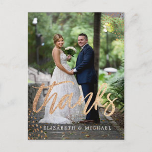 Photo Elegant Wedding Copper Gold Thank You Postcard