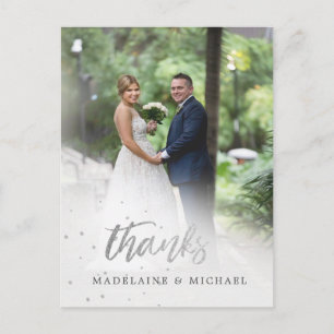 Photo Elegant Wedding Silver Thank You Postcard