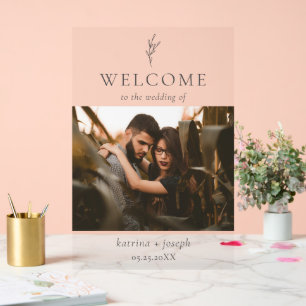 Photo Elegant Welcome Wedding Botanical Simple Acrylic Sign