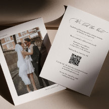 Photo elopement announcement template with QR code