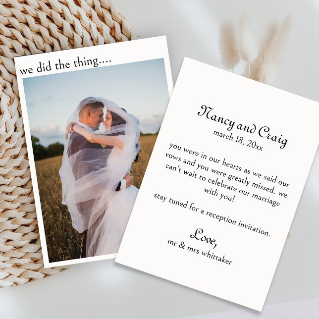 Photo Elopement Announcement Wedding Card (Creator Uploaded)