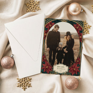 Photo Emerald Baroque Christmas Holiday Card