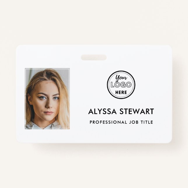 Photo Employee Business ID White Staff Name ID Badge (Front)