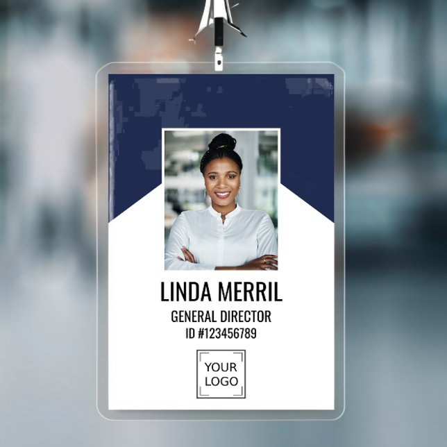 Photo Employee Company Logo  Security NAVY ID Badge (Creator Uploaded)