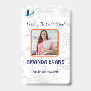 Photo Employee Logo or QR CODE Security Cornsilk ID Badge