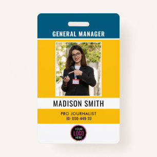 Photo Employee Logo or QR CODE Security ID Badge