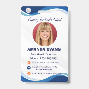Photo Employee Logo or QR CODE Security ID Badge