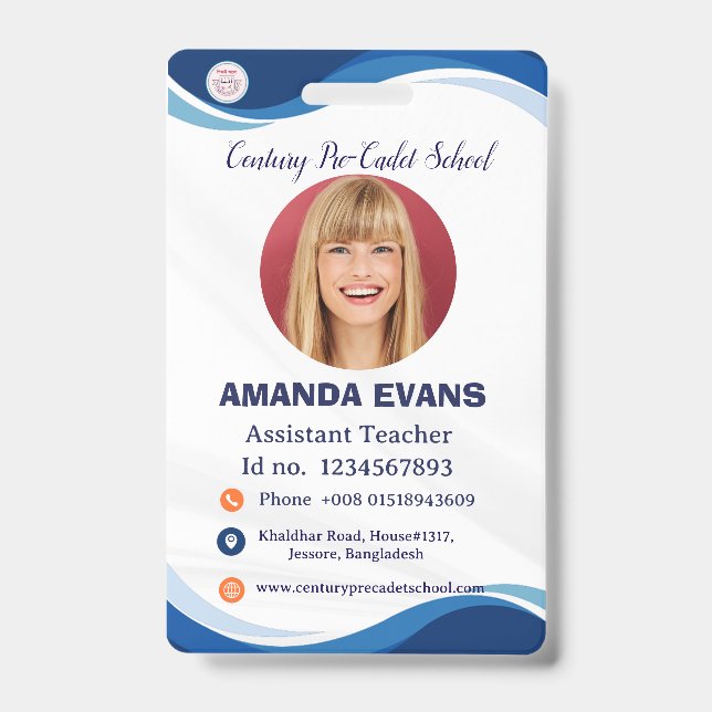 Photo Employee Logo or QR CODE Security ID Badge (Front)
