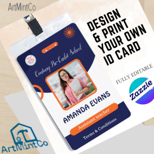 Photo Employee Logo or QR CODE Security ID Badge