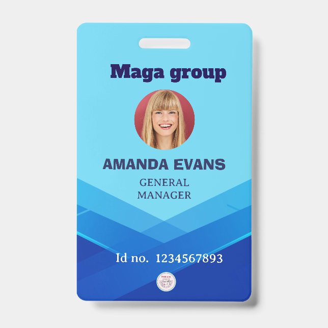 Photo Employee Logo or QR CODE Security ID Badge (Front)