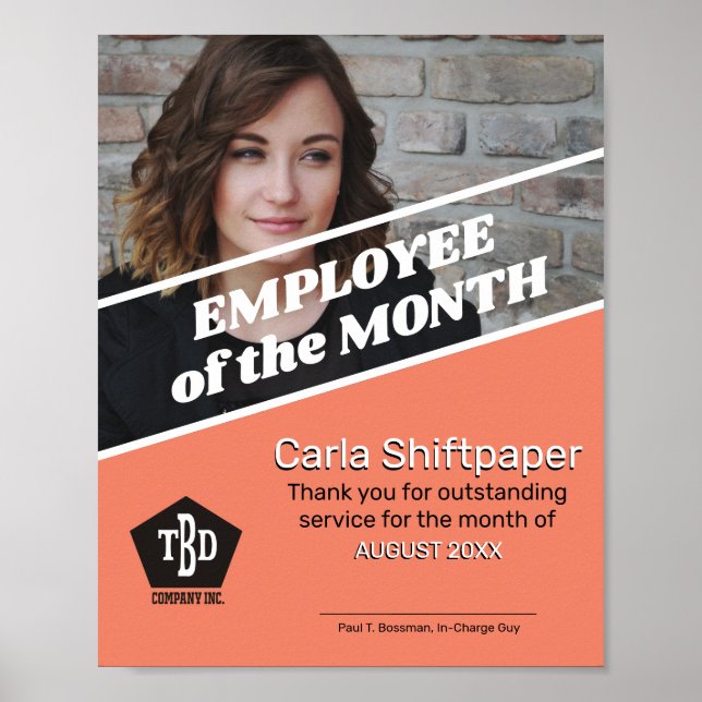 Photo employee of the month recognition award poster (Front)