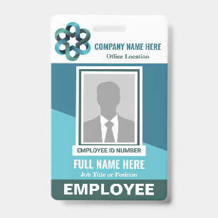 Photo Employee Tricolor Any Color Template ID Badge