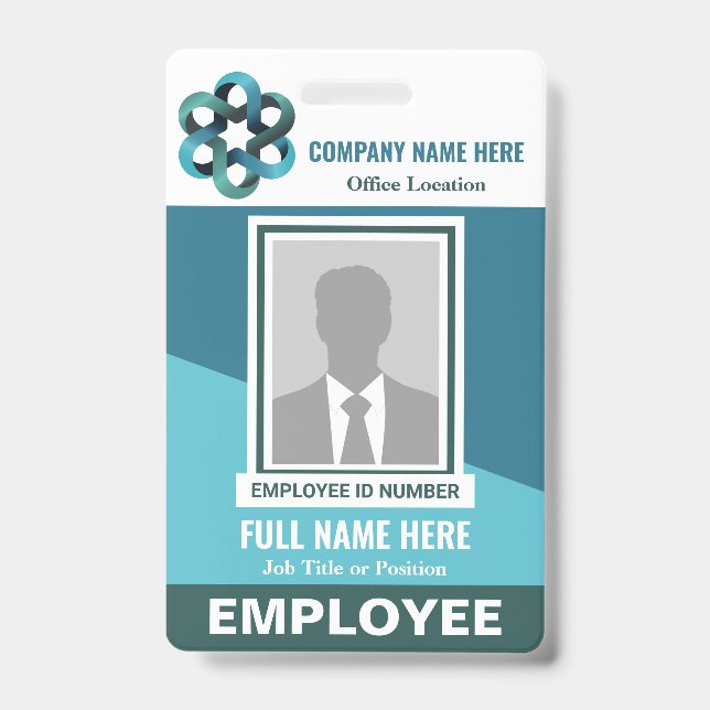 Photo Employee Tricolor Any Color Template ID Badge (Front)