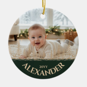 Photo Enchanted Gold Christmas Tree Woodland Ceramic Tree Decoration