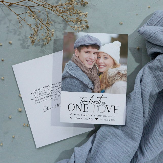 Photo Engagement Announcement Two Hearts One Love  (Creator Uploaded)