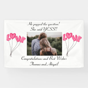 Photo Engagement Banner Pink Love Balloons