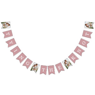 Photo Engagement Party Dusty Rose Bunting Flags