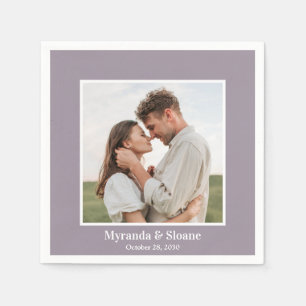 Photo Engagement Party Purple Napkins