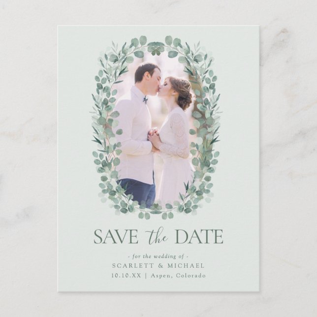 Photo Eucalyptus Save the Date Postcard (Front)
