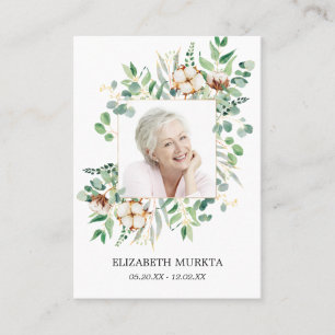 Photo Eucalyptus White Floral Funeral Prayer Card