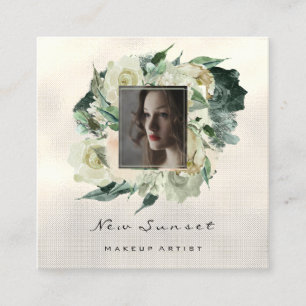 Photo Event Planner Makeup Photographer Greenery Square Business Card