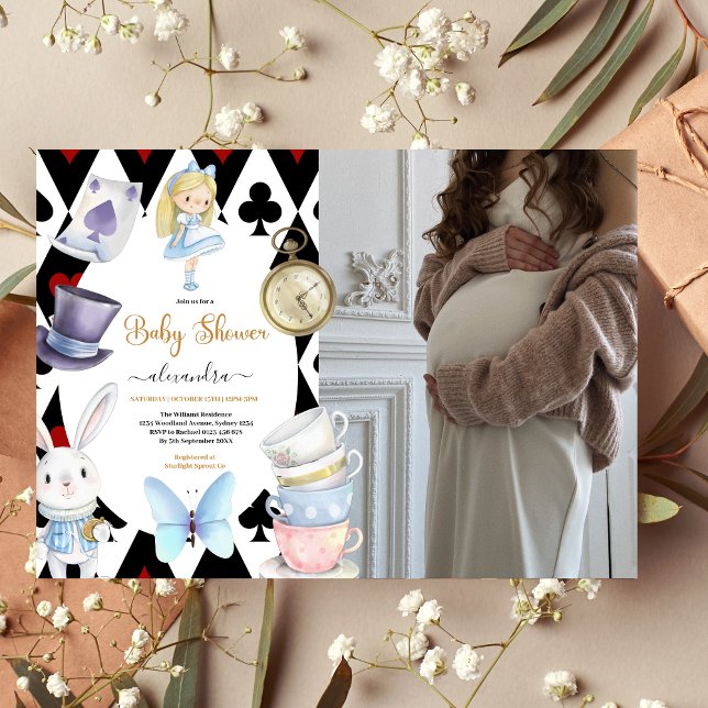 Photo Fairy Alice in Wonderland Baby Shower Invitation (Creator Uploaded)