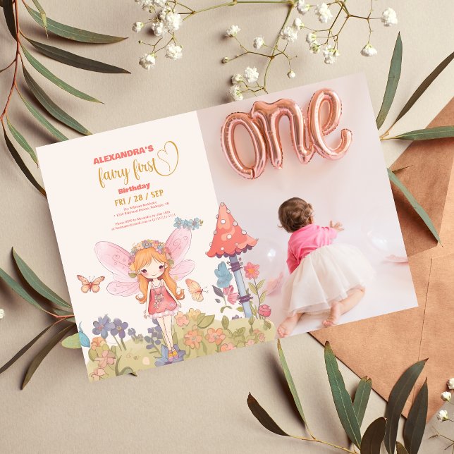 Photo Fairy First Enchanted Woodland 1st Birthday Invitation (Creator Uploaded)