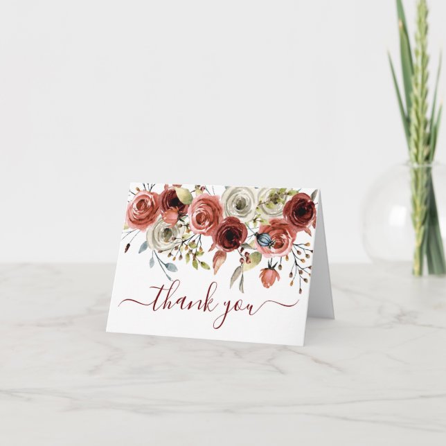 Photo Fall Autumn Wedding Thank You Card (Front)