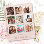 Photo family collage rose gold blush pink 2024 planner<br><div class="desc">Make your own unique family photo collage as a gift for your mum, wife or yourself. Use four, 9 of your favourite photos of your family, friends, dream travel destination or pet! Personalise and add a name and a year. The name is written with a modern hand lettered style script....</div>