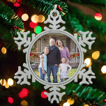 Photo Family Gift Cute Snowflake Pewter Christmas Ornament<br><div class="desc">upload your favourite Photo to this Template it will make a Thoughtful Gift for Grandma - Silver Snowflake Pewter Christmas Ornament</div>