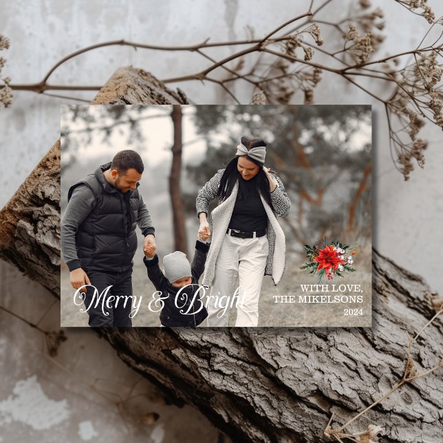 Photo Family Merry & Bright Christmas  Holiday Card (Creator Uploaded)