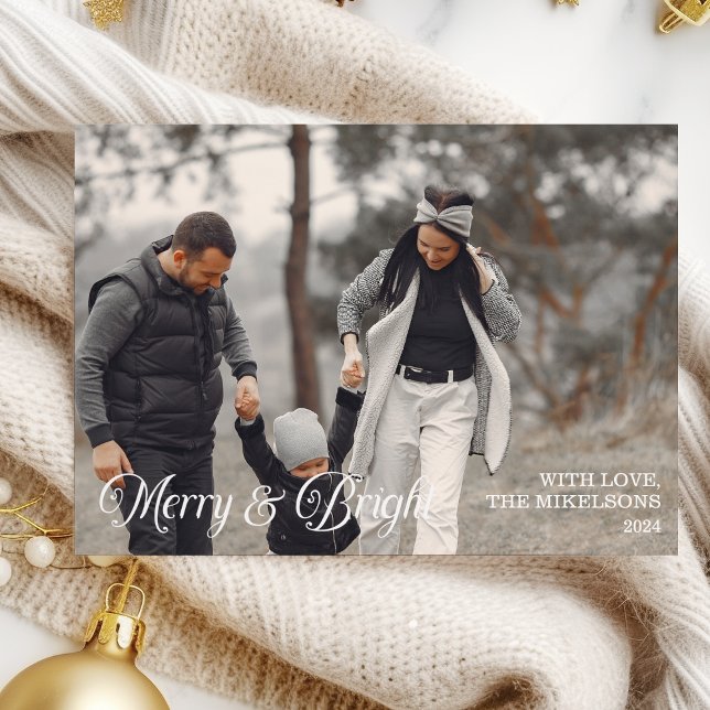 Photo Family Merry & Bright Christmas  Holiday Card (Creator Uploaded)