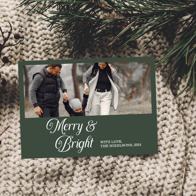 Photo Family Merry & Bright Christmas  Holiday Card (Creator Uploaded)
