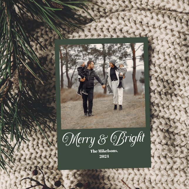 Photo Family Merry & Bright Christmas  Holiday Card (Creator Uploaded)