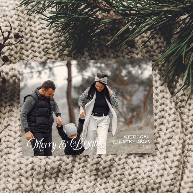Photo Family Merry & Bright Christmas  Holiday Card (Creator Uploaded)