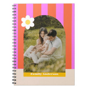 Photo family modern stripes colourful retro notebook
