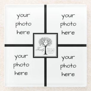 Photo Family Quote Glass Coaster