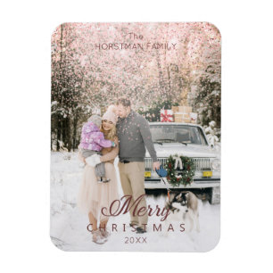 Photo Family Sophisticated Glitter Christmas Magnet