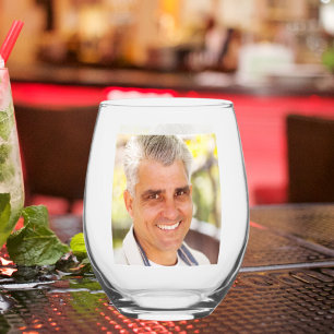 Photo father groom stemless wine glass
