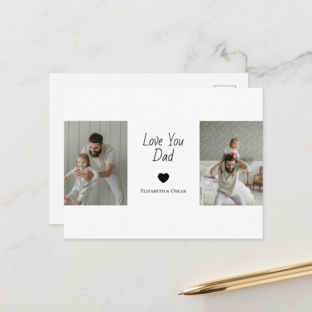 Photo Father’s Day Gift with Kids’ Names –  Holiday Postcard (Front/Back In Situ)