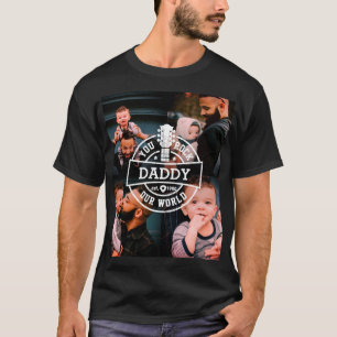 Photo Father's Day You Rock Our World Cool Black T-Shirt