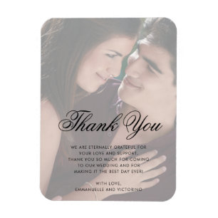 Photo Faux Vellum Thank You Elegant Wedding Favour Magnet
