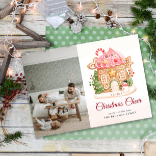 Photo Festive Gingerbread House Christmas Holiday Card